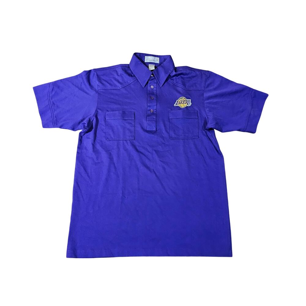 Los Angeles Lakers Purple Double Pocket Golf Polo Shirt NBA Sz L Vintage